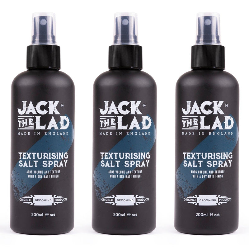 Jack the Lad Salt Spray hair styling product.  Best for volume, texture and matt finish.  Pre styling. Men's styling, boys style